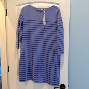 Vineyard Vines Overdyed Stripe Ls Knit Size Large Marlin Blue Color NWT